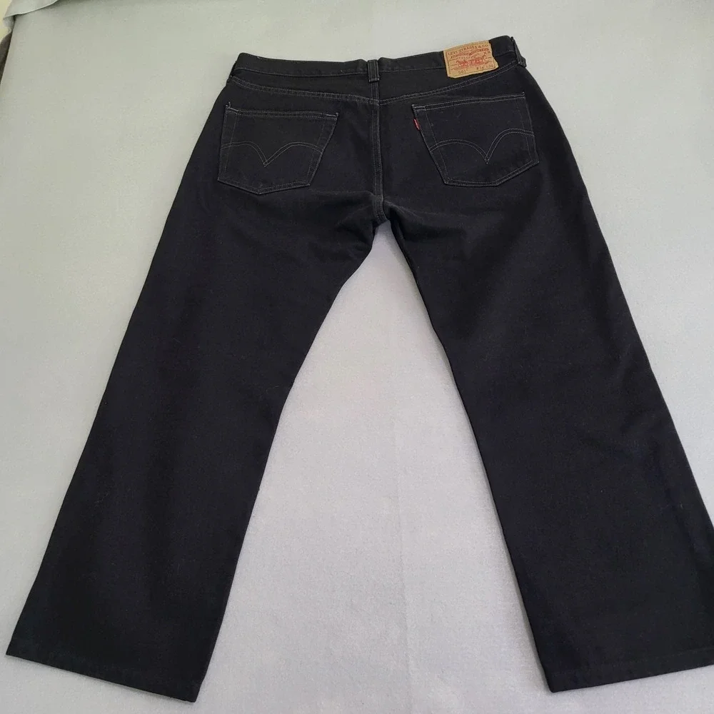 Levi's 501 Men's Original Straight Leg Button Fly Denim Blue Jeans Black 36x30